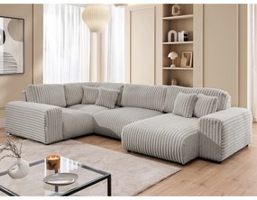 Jasnoszary sztruksowy narożnik (lewostronny/w kształcie litery U) Justin – Ropez