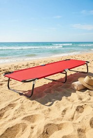 Czerwony pojedynczy składany leżak na plażę S5-Z50