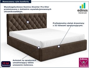 Brązowe łóżko pikowane z pojemnikiem 3 rozmiary P1-C90