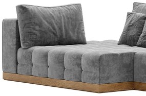 Rozkładana sofa narożna Morani, drewno dębowe, 420x150x71cm