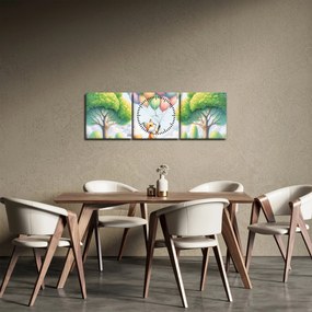 Obraz – Szczęśliwy lis (z zegarem) (90x30 cm)