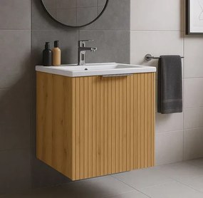 Szafka ryflowana pod umywalkę dąb craft złoty 40 cm E1-E59