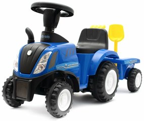 Baby Mix Odpychacz dla dzieci traktor z przyczepką i narzędziami New Holland, niebieski