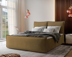 Masseno Łóżko kontynentalne MONTA z pojemnikiem na pościel 180x200 cm - Żółty, LINCOLN 48