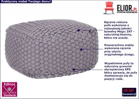 Szara kwadratowa pufa ręcznie pleciona bawełniana - Momo