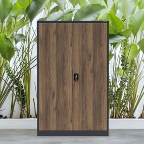 Szafa biurowa metalowa na dokumenty JAN II, Eco Design: antracyt/orzech
