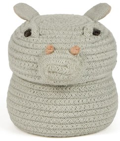 Jasnoszary tekstylny dziecięcy kosz na zabawki ø 15x15 cm Mini Henry the Hippo – Lorena Canals
