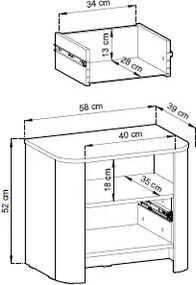Kaszmirowa szafka nocna z szufladą i półką T3-D79