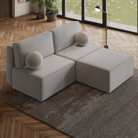 Masseno Narożnik VARNA z funkcją spania i pojemnikiem na pościel Narozniki L, Rozkładana sofa - Jasnoszary, MONOLITH 84