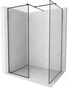 Mexen Kioto ścianka prysznicowa Walk-in 130 x 100 cm, czarna ramka, gun gray szczotkowany - 800-130-202-66-70-100