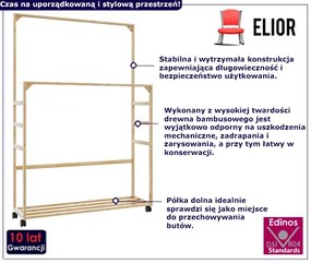 Wieszak na ubrania z półkami na kółkach W0-E27