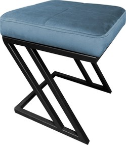 Pufa ZETA tkanina Welur loft ławka podnóżek metal : Kolor Stelaża - Czarny , Kolor tkaniny - VELVET - MG33, Typ tkaniny - Velvet