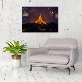 Obraz na szkle - fajerwerki w Azji (70x50 cm)