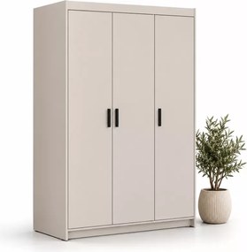 Szafa Ele 3 beż piaskowy 133 cm - trzydrzwiowa z półkami i drążkiem na ubrania