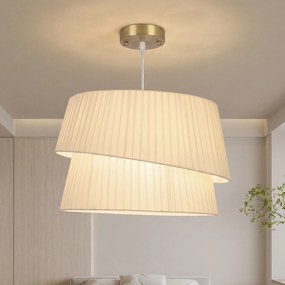 HOMCOM Elegancka lampa wisząca z podwójnym kloszem, regulowana wysokość, do salonu, biały | Aosom PL