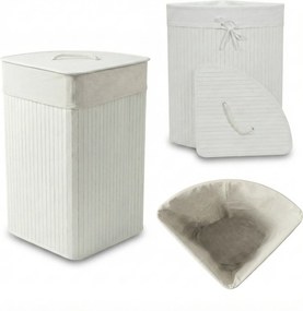 Narożny kosz na pranie ARCO, bambus, 60 l