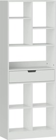 HOMCOM Półka na Książki, Regał Wielofunkcyjny, 9 Półek, Szufalda, Zabezpieczenie Przed Przewróceniem, 60 x 26 x 158 cm, Biały