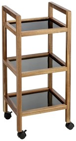 Czarny/w naturalnym kolorze regał łazienkowy z litego drewna akacjowego 35x76,5 cm Fondi – Wenko
