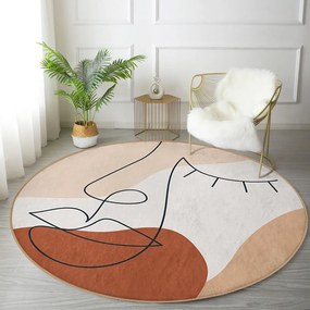 Ceglasty okrągły dywan odpowiedni do prania i robotów sprzątających ø 120 cm Comfort – Mila Home