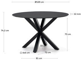 Czarny okrągły stół ze szklanym blatem ø 120 cm Argo – Kave Home