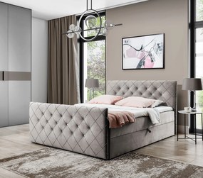 Szaro-beżowe welurowe łóżko kontynentalne 5 rozmiarów W3-Z01