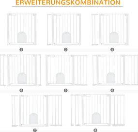 PawHut Barierka Ochronna na Schody dla Psów Metalowa z Zaciskami ABS Bezpieczna dla Zwierząt Biała 75-131x76cm | Aosom PL