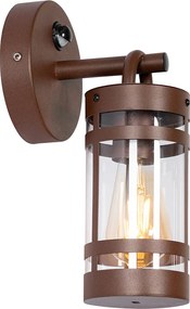 Lampa ścienna zewnętrzna rdzawo-brązowa IP44 z czujnikiem ruchu - Ruben
