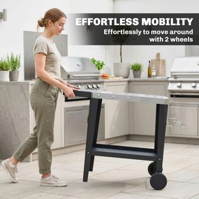 Outsunny Wózek kuchenny na kółkach, serwujący wózek z haczykami, uchwyt na ręczniki, stojak na worki na śmieci, stal nierdzewna, 115 x 67,5 x 80,5 cm, czarny | Aosom PL
