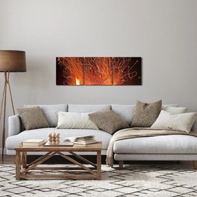 Obraz ognia (z zegarem) (90x30 cm)