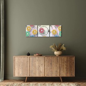 Obraz - Kolorowa łąka (z zegarem) (90x30 cm)