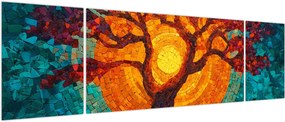 Obraz - Drzewo życia i słońce w mozaice (170x50 cm)