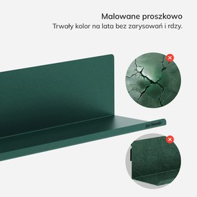 Metalowa półka ścienna Modern Joanne 70 cm, kolor butelkowa zieleń