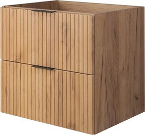 Szafka pod umywalkę, Dąb Craft, 60 x 57 x 46 cm, uchwyt czarny, bez blatu