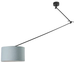 Lampa wisząca czarna z kloszem 35 cm jasnoniebieski regulowany - Blitz Nowoczesny Oswietlenie wewnetrzne