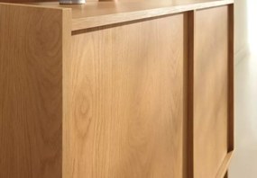 Komoda Vabres 98 cm dąb karmel nowoczesna stojąca 2 drzwi push to open skandynawska laminowana