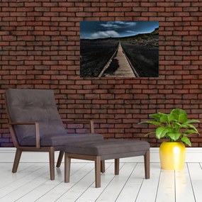 Obraz drewnianej ścieżki o zmierzchu (70x50 cm)
