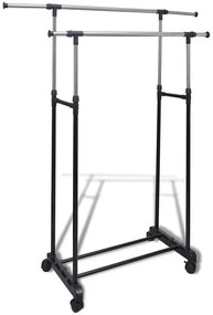 Regulowany wieszak na kółkach z dwoma drążkami M2-C64