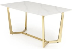Stół CLEMENTE 160x90 biały marmur/złoty HALMAR