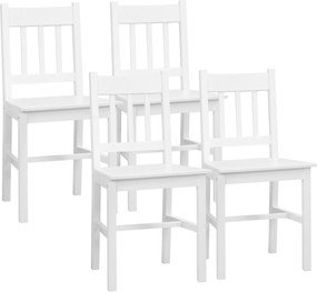 HOMCOM Zestaw 4 krzeseł do jadalni drewniane białe nowoczesne 41x46,5x85,5 cm | Aosom PL