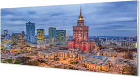 Szkło do Kuchni na Ścianę Panorama Warszawy o Zachodzie Słońca