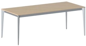 Stół konferencyjny do biura PRIMO ACTION, 200x90 cm, szaro-srebrna podstawa, buk