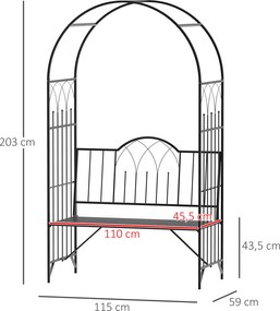 Outsunny ławka z łukiem różanym, altana, ławka różana, krata, ławka filozoficzna