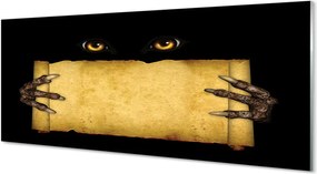 Panel szklany do Kuchni Straszne Oczy i Palce na Papierze