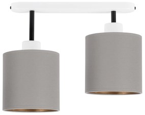 Lampa sufitowa biała dwupunktowy spot z szarymi abażurami C-3306WE-GRG