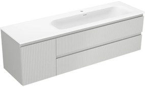 Mexen Rivel szafka łazienkowa 160 cm z umywalką Vela prawą, 2S, 1D, ryflowana, szara/biała mat - 91A23-16047-3-BBFFF62-W23P01