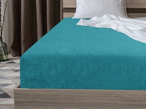 PrzytulneMieszkanie.pl Frotte prześcieradło turkusowe 90 x 200 cm