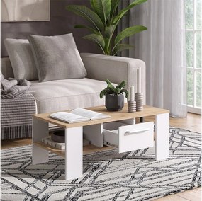 Stół kawowy gold power dąb/biały 89.8x46.4x35.8 wilmut