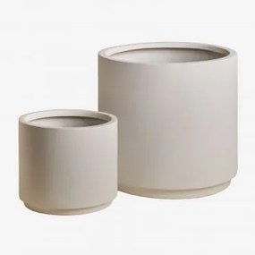 Zestaw 2 Macet Ø45 Cm / Ø25 Cm Z Polystone Saturno Biała - Sklum