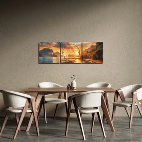 Obraz - Widok z plaży (z zegarem) (90x30 cm)