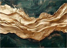 Obraz - Zielona abstrakcja ze złotem II. (70x50 cm)